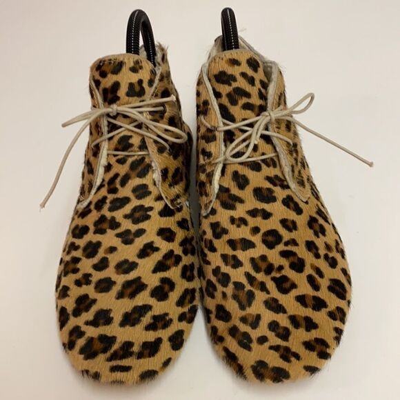 ANNIEL Calf-Hair Leopard Soft Icon moccasin Booties A16 - Picture 4 of 11